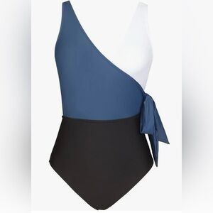 NWT CUPSHE Women's One Piece Swimsuit Wrap Color Block Tie Side Bathing Suit